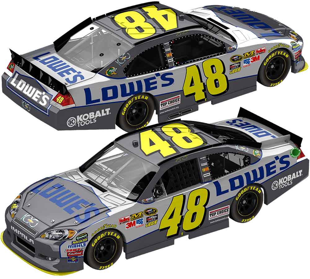 #48 Jimmie Johnson NASCAR 1/64 T/C Diecast Car 2002 LOWES w ROOKIE STRIPE BUMPER 
